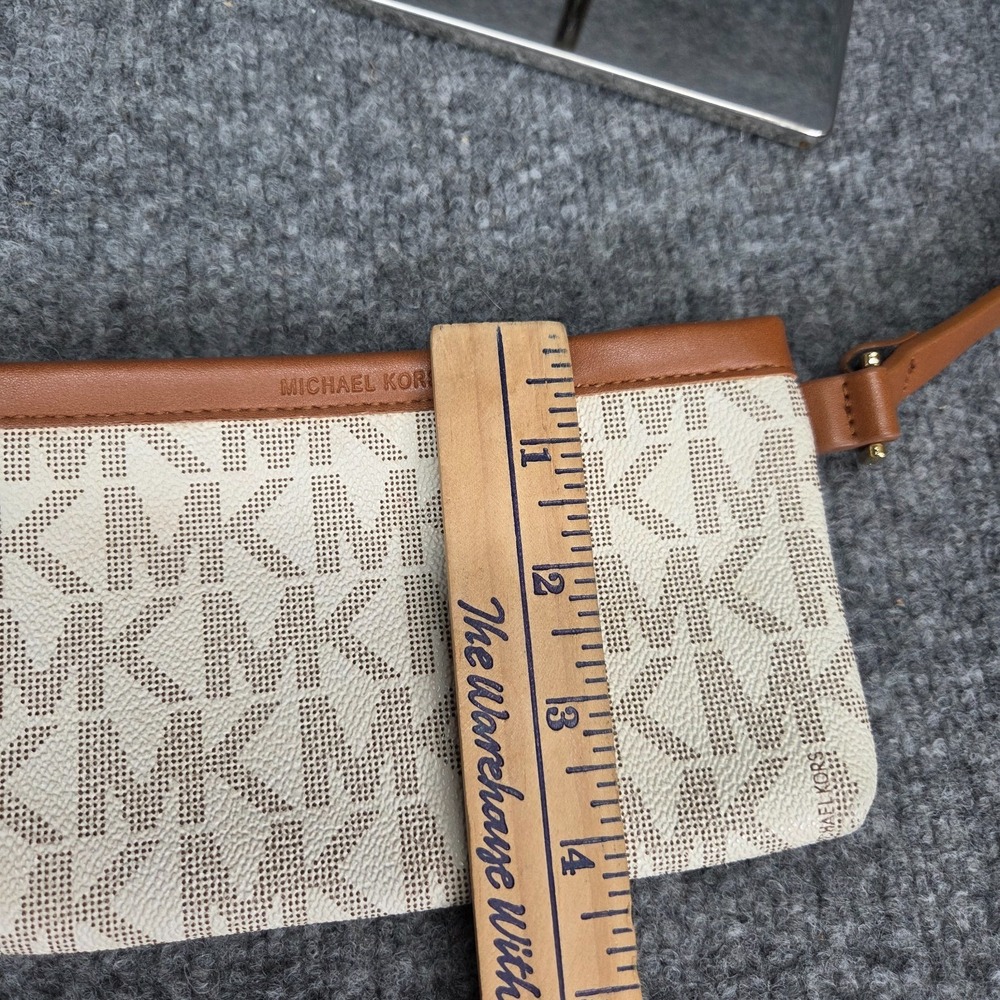 Michael Kors Brown Off White Genuine Leather Signature Logo Belt Bag Fanny Pack - Picture 16 of 16
